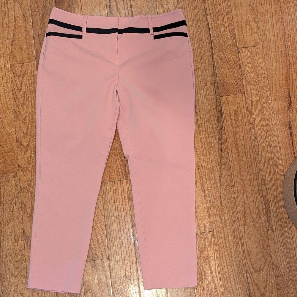 7th Avenue NY & Co‎ Size 12 Pink & Black Ankle Dress Pants